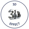 Slika prikazuje sijajen, tridimenzionalen tekst z napisom '3D EFFECT' znotraj krožnega roba.