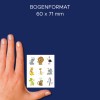 Primerjava velikosti z roko, artikel: 51027, en list zbirka papirnatih nalepk, format: 130 x 183 x 5 mm, barva: Pisano?