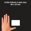 Primerjava velikosti z roko, artikel: 51063, en list nalepk z imeni, format: 80 x 54 mm, barva: bela.