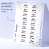 Slika prikazuje list nalepk z besedilom 'Avery Paul Meyer'. Skupno je 180 vložkov, razporejenih v mrežnem formatu, kar kaže na to, da se te nalepke lahko natisnejo na liste z določenimi specifikacijami za velikost.