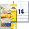 Slika pakiranja z etiketen listom: Avery Zweckform naslovi etiketi, artikel: J8563-25, format: 99,1 x 38,1 mm, primernost za tiskalnik: brizgalni, vsebina: 350 etiket / 25 listov, 14 etiket/list.