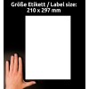 Slika prikazuje roko, ki leži poleg praznega lista papirja z dimenzijami 210 x 297 mm, označenega v nemščini.