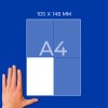Roka ob diagramu papirja formata A4 z oznako 105 × 148 mm in mrežo četrtin?