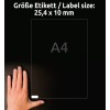Primerjava velikosti z roko, artikel: L4731REV-10, en list etiket, odstranljive, domača pisarna, majhna embalaža, format: 25,4 x 10 mm, barva: bela.