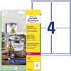Paketna slika z listom etiket: Avery Zweckform vremenu odporne folijske etikete, Artikel: L4774-20, Format: 99,1 x 139 mm, Primerno za tiskalnike: Črno-beli laser, barvni laser, Vsebina: 80 etiket / 20 listov, 4 etikete/list?