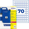 Paket težkih nalepk Avery z modrimi jerrycani in ilustracijo mreže številke 70?