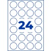 List z 24 modro obrobljenimi krožnimi nalepkami in velikim modrim številom 24 na sredini?