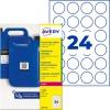 Paket okroglih nalepk Avery Heavy Duty z modrimi kanistri in listom s 24 okroglimi nalepkami?