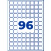 Velika modra številka 96 na sredini bele mreže zaobljenih kvadratov?