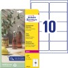 Prikaz embalaže z etiketnimi listi: Avery Zweckform Transparentne etikete, Artikel: L7783-25, Format: 96 x 50,8 mm, Tiskanje: laserski črno/beli in barvni laserski tiskalniki, Vsebina: 250 etiket / 25 listov, 10 etiket/list.