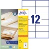 Slika pakiranja z listom etiket: Avery Zweckform univerzalne etikete za recikliranje, Artikel: LR3424, Format: 105 x 48 mm, primerno za tiskalnike: Inkjet, laserski črno/beli, barvni laserski, Vsebina: 1.200 etiket / 100 listov, 12 etiket na list?