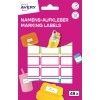 Embalaža: Avery, Artikel: NAME48C, Format: 15 x 32 mm, Vsebina: 48 etiket/2 lista, 24 etiket/rol.