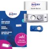 Slika pakiranja z nalepkami: Avery Zweckform, Artikel: POL20MA66-10DR, Magnetne identifikacijske značke, Format: 68 x 22 mm, Združljivost s tiskalniki: barvni laserski, črno-beli laserski, inkjet, Vsebina: 10 značk / 48 vstavljivih značk / 2 lista, 24 kartic/ploščo.