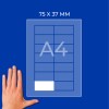 Diagram na listu A4 z nalepko 75 × 37 mm in roko spodaj levo?
