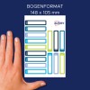 Primerjava velikosti z roko, artikel: RESMI30G, en list nalepk za označevanje svinčnikov, format: 10 x 50 mm, barva: ?