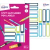 Slika pakiranja z listom etiket: Avery etikete za označevanje pisal, izdelek: RESMI30G, format: 10 x 50 mm, vsebina: 30 etiket / 2 lista, 15 etiket/list.