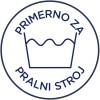Slika prikazuje simbol, ki označuje primernost za uporabo v pralnem stroju, z besedami 'primerno za pralni stroj' okoli njega.